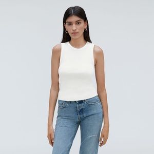 Everlane ribbed cutout tank in white